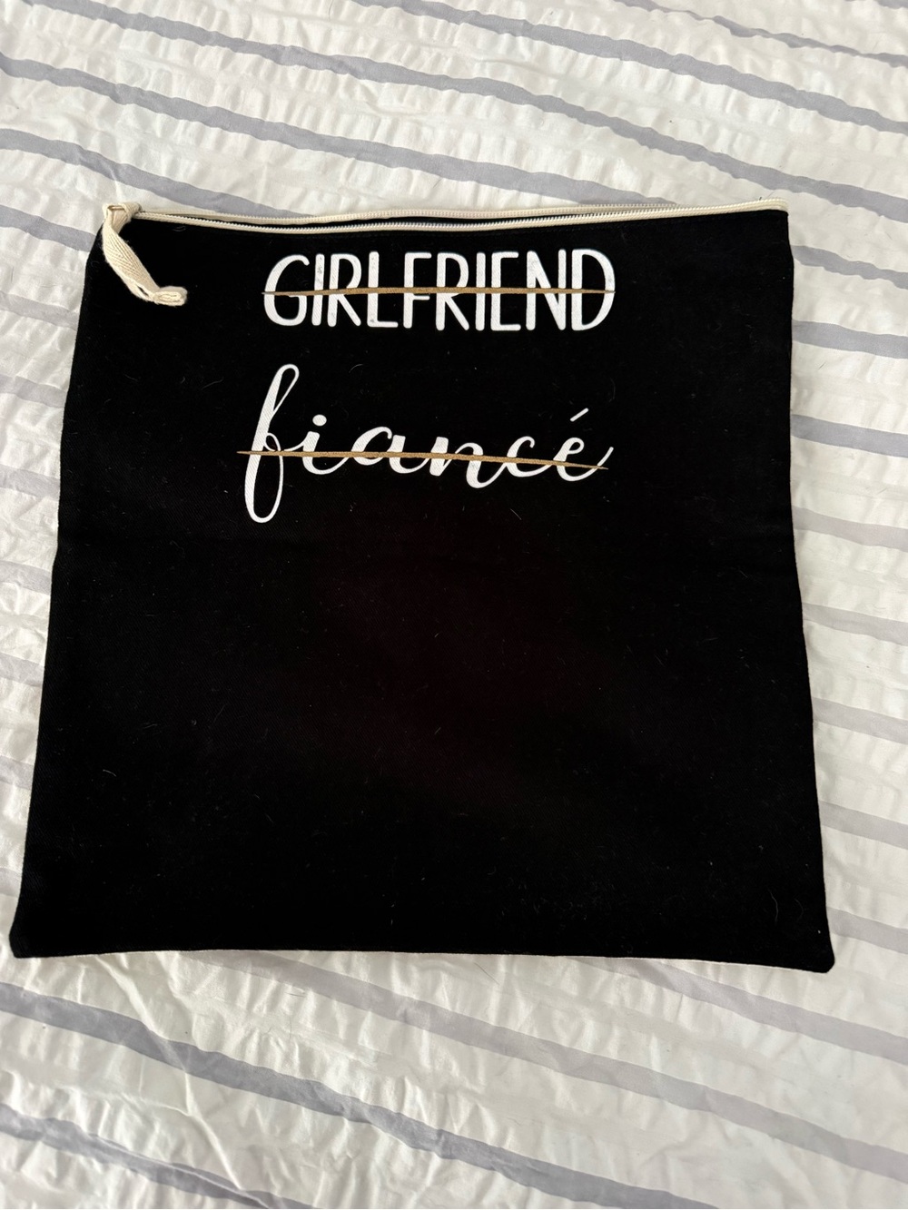 Black 'Girlfriend / Fiancé' Zipper Pouch